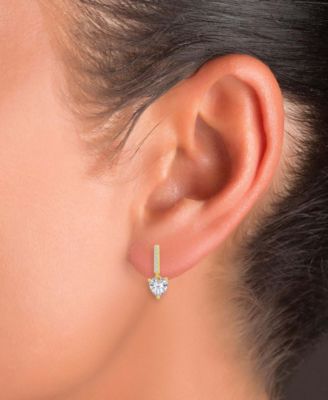 Cubic Zirconia Heart Drop Earrings in 14k Gold-Plated Sterling Silver