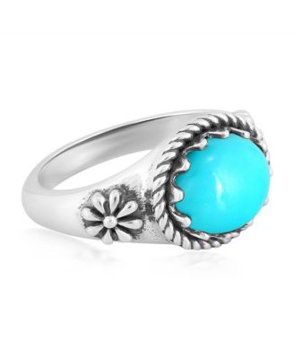 Sterling Silver Sleeping Beauty Turquoise East West Ring, Size