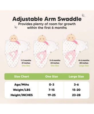 3-Pack Organic Baby Swaddle Sleep Sacks with Knot Hats, Newborn Baby Swaddles Wrap 0-3 Months, Ergonomic Wearable Blanket