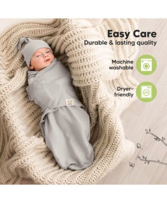 3-Pack Organic Baby Swaddle Sleep Sacks with Knot Hats, Newborn Baby Swaddles Wrap, Ergonomic Wearable Blanket