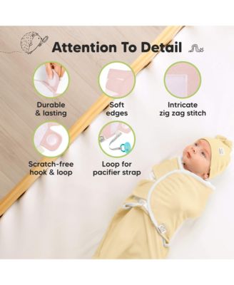 3-Pack Organic Baby Swaddle Sleep Sacks with Knot Hats, Newborn Baby Swaddles Wrap 0-3 Months, Ergonomic Wearable Blanket