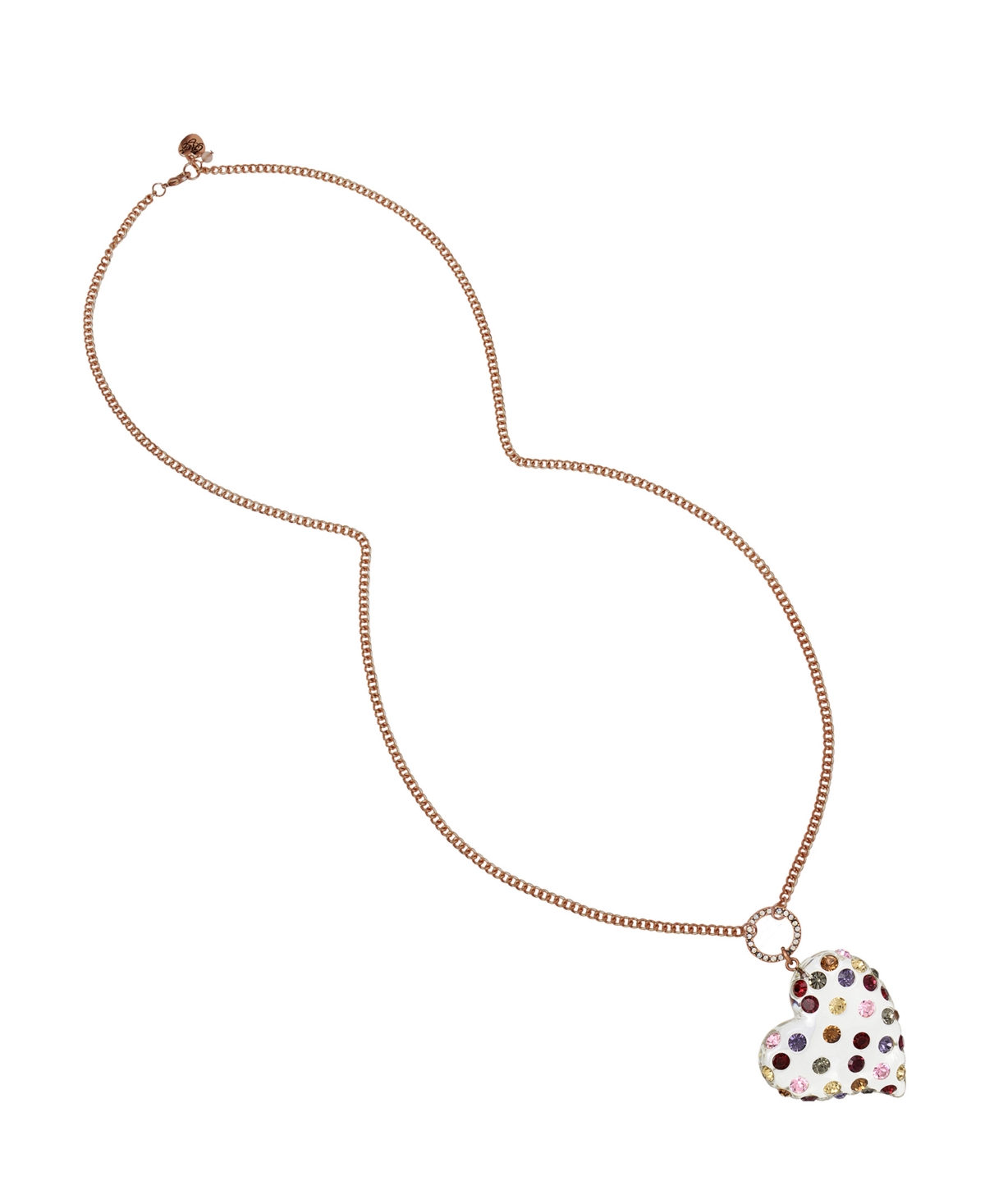 Faux Stone Heart Pendant Necklace - Multi, Light Copper