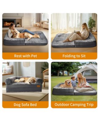 Giant Orthopedic Dog Bed w/Waterproof & LeatherTrim for Pets