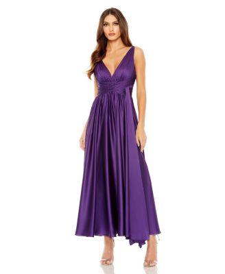 MAC DUGGAL Purpleオンブルチュールホルターロングドレス Mac Duggal Women's Ruched Top Halter Gown - Macy's