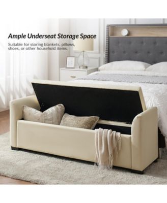 Monica 57.75 PU "Wide Tufted Storage Bench with Flared Arms