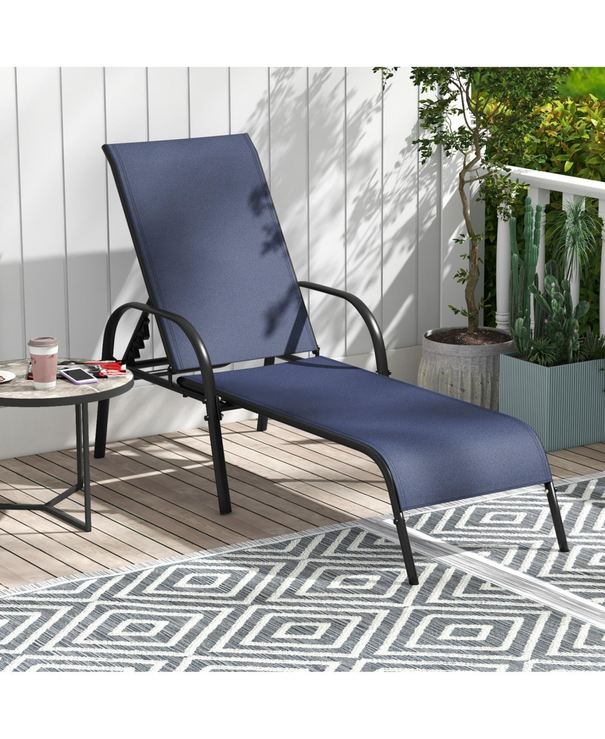 Adjustable Folding Patio Chaise Lounge Chair with Backrest – Outdoor Recliner Chair
