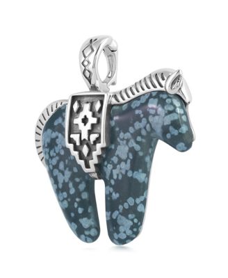 Sterling Silver Snowflake Obsidian Spirit Horse Pendant Enhancer