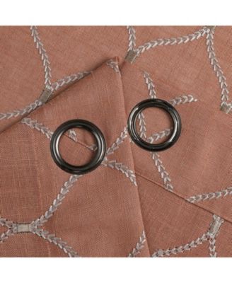 1 Piece Vienna Lux Embroidered Linen Blend Semi Sheer Grommet Window Curtain Panel - 84 in. Long