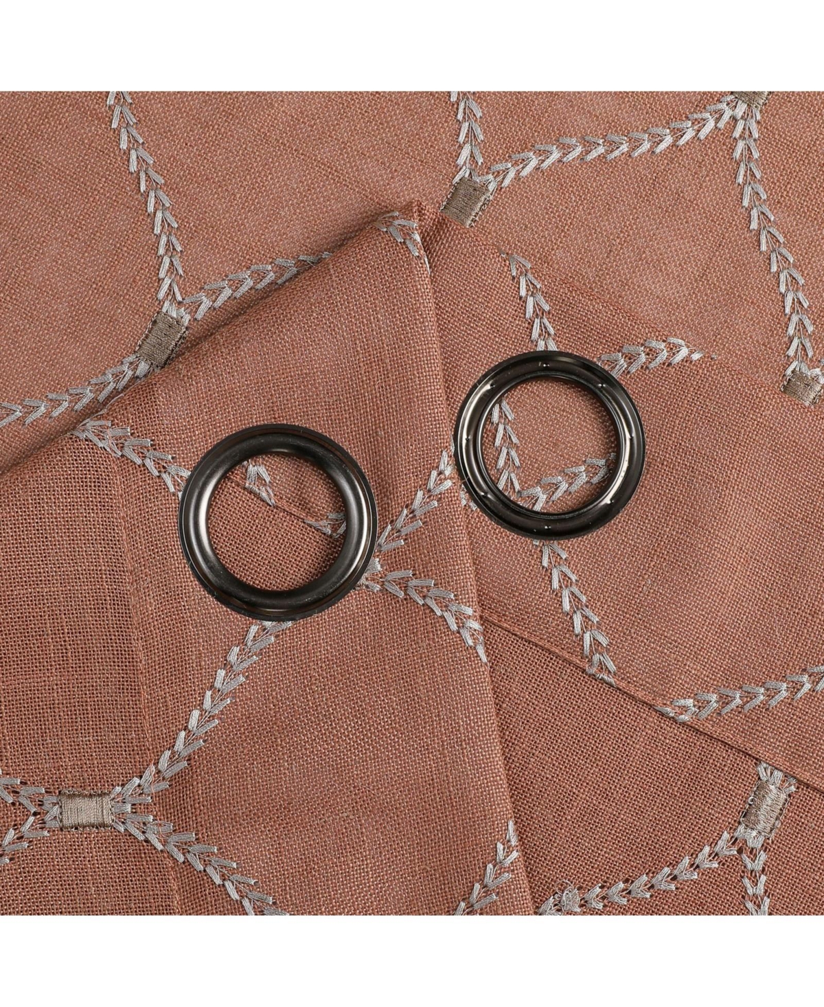 Kate Aurora 1 Piece Vienna Lux Embroidered Linen Blend Semi Sheer Grommet Window Curtain Panel - 84 in. Long