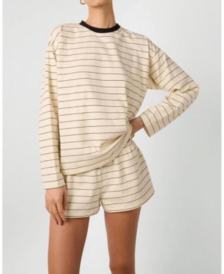 売れ筋商品|||ウィ ウォー ワット カットソー トップス レディース Women's Long Sleeve Stripe Boxy Shirt Antique wht mlt WeWoreWhat Women's Long Sleeve Stripe Boxy Shirt - Macy's