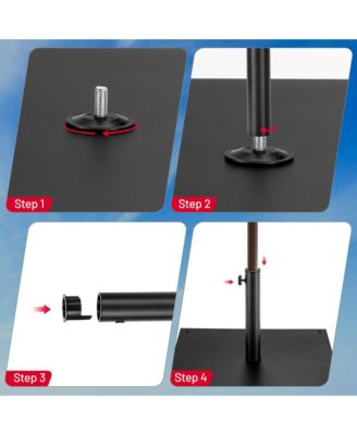 9 Ft Patio Table Market Umbrella w/ 18 Solar LED Lights & Heavy-duty Base