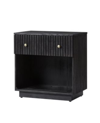 Kaybri 23.5''W Modern Fully Assembled Fluted Solid Wood End Table with Hidden Compartment and Charging Staion