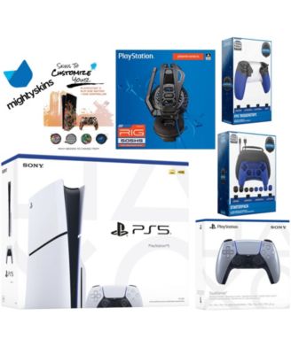 Playstation 5 Slim Disc Bundle with Extra Controller, Plantronics Headset, Pro Gamer Kit, Trigger Kit and MightySkins Decal Voucher
