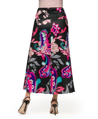 Women's Paisley Elastic Waist A Line Maxi Skirt