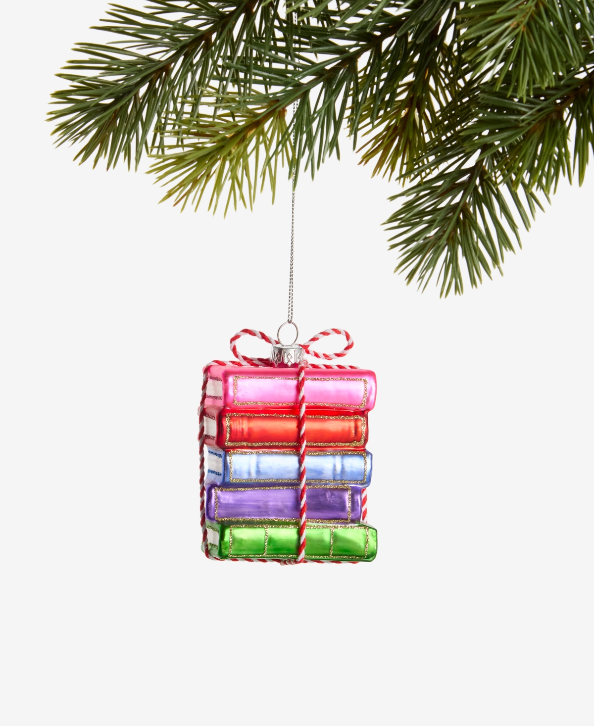 Holiday Lane Eclectic Charm Glass Book Stack Ornament, Macy's Exclusive In Multi