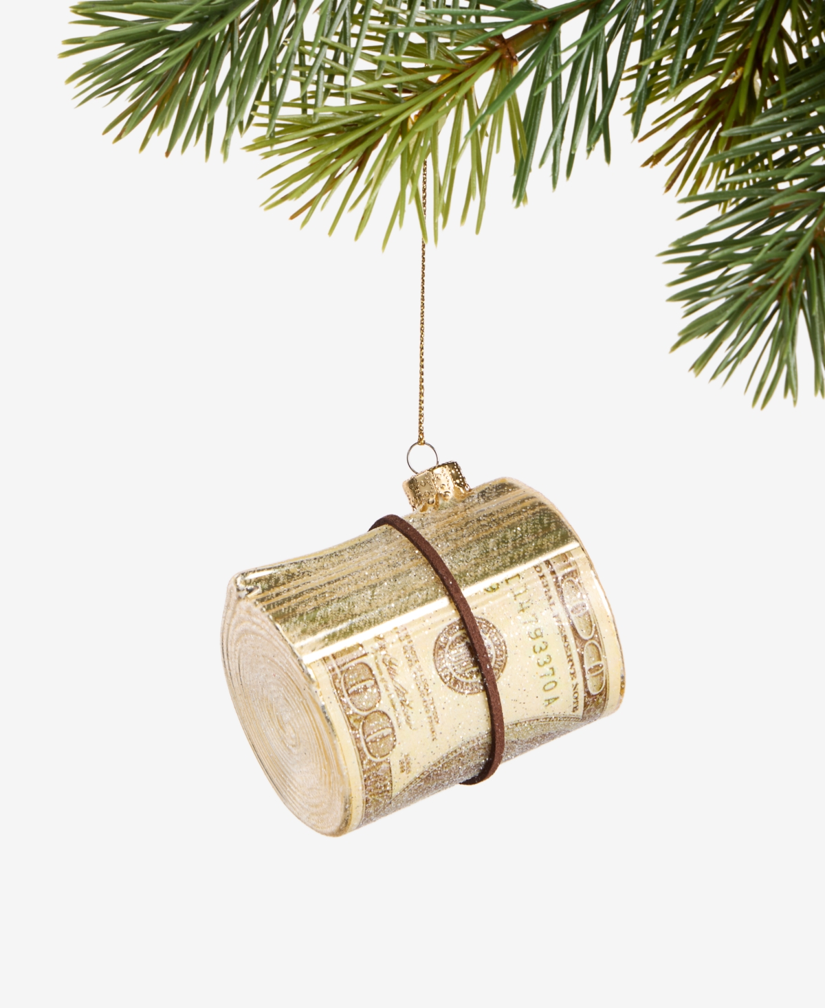 Holiday Lane Eclectic Charm Glass Rolled $100 Bill Ornament, Macy's Exclusive In Transparent