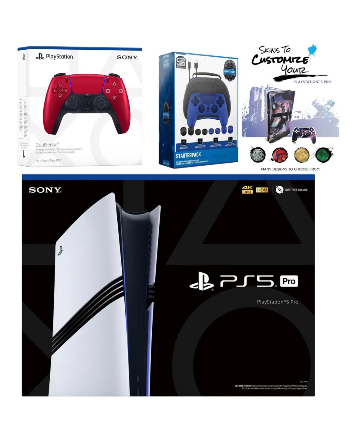 Sony PlayStation 5 Pro with Extra Galactic Purple Controller, Pro Gamer Starter Kit and MightySkins Decal Voucher