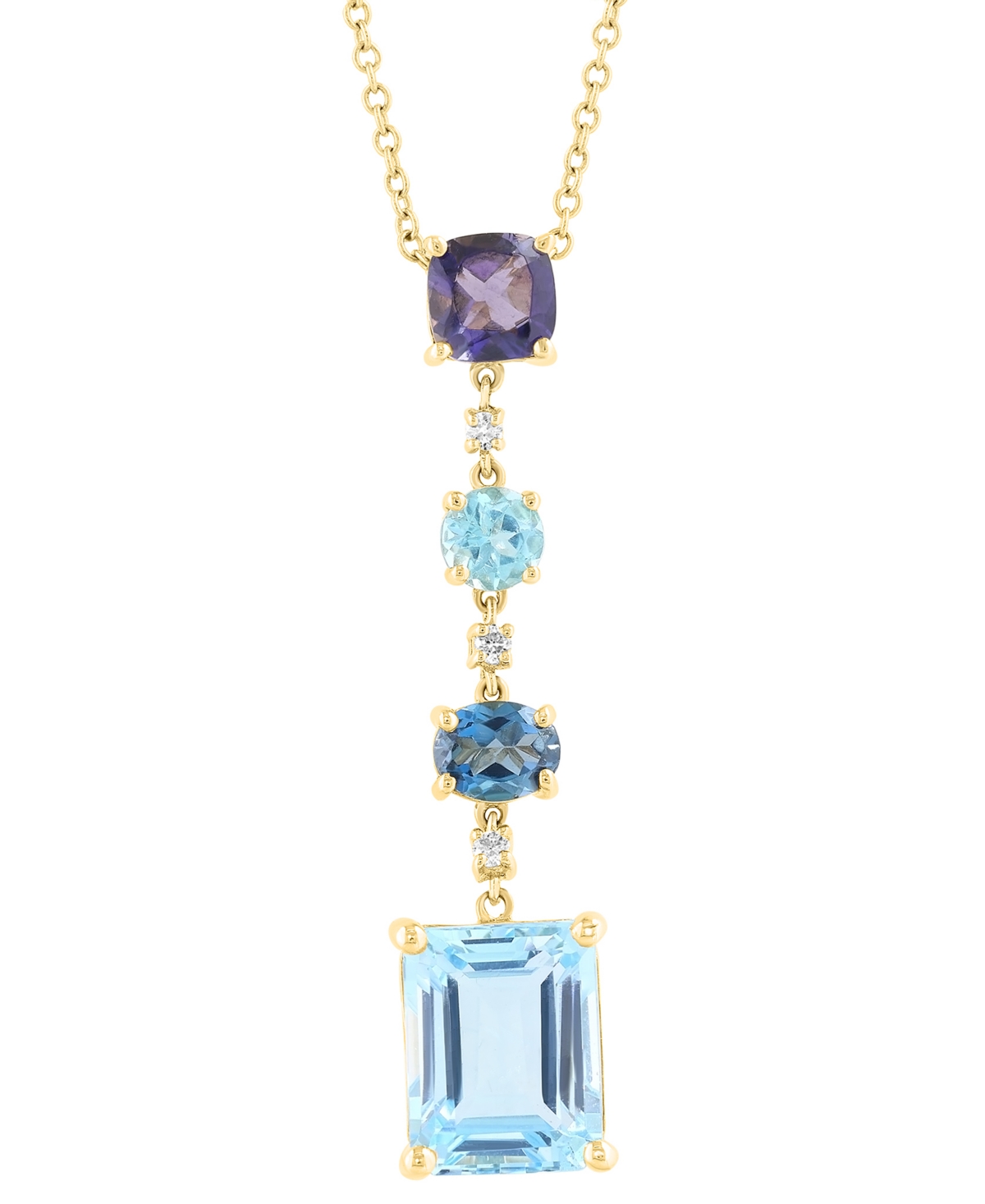 Effy Multi-Gemstone (4-5/8 ct. t.w.) & Diamond Accent Mixed Cut Linear Pendant Necklace in 14k Gold - Multi Stone