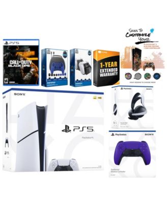 Playstation 5 Slim Disc PS5 with Call of Duty: Black Ops 6, White Controller, Pulse Elite Headset, Gamer Starter Pack, Charge Dock and MightySkin
