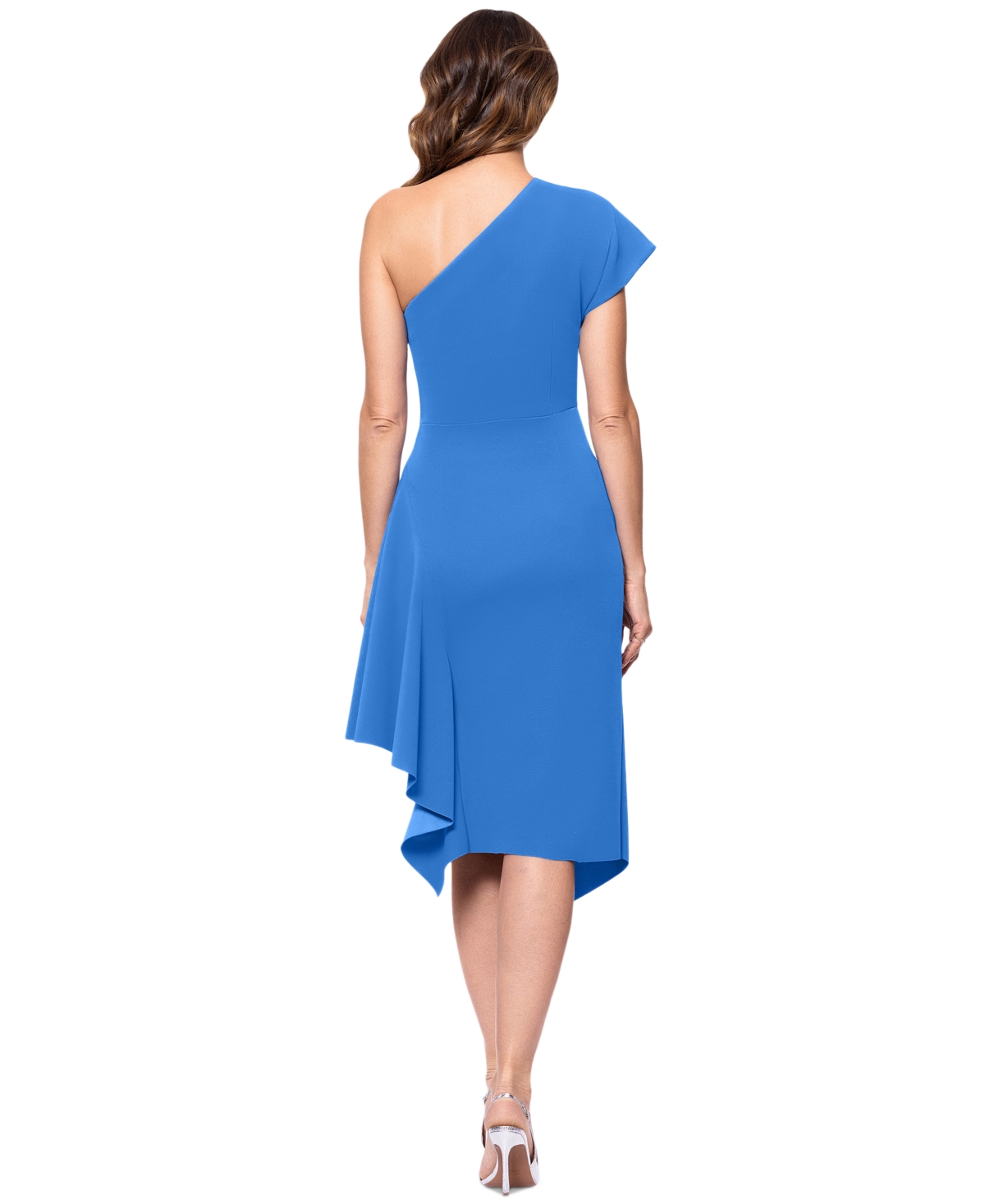 BETSY & ADAM PETITE ONE-SHOULDER MIDI DRESS 
