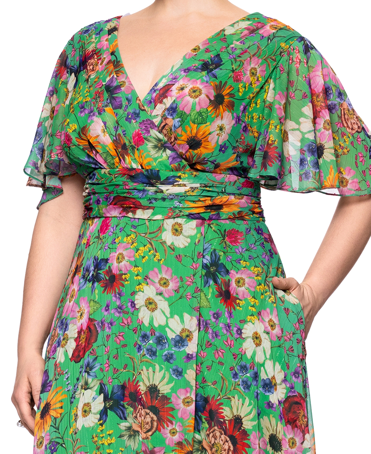 Betsy & Adam Plus Size Floral-print Flutter-sleeve A-line Dress