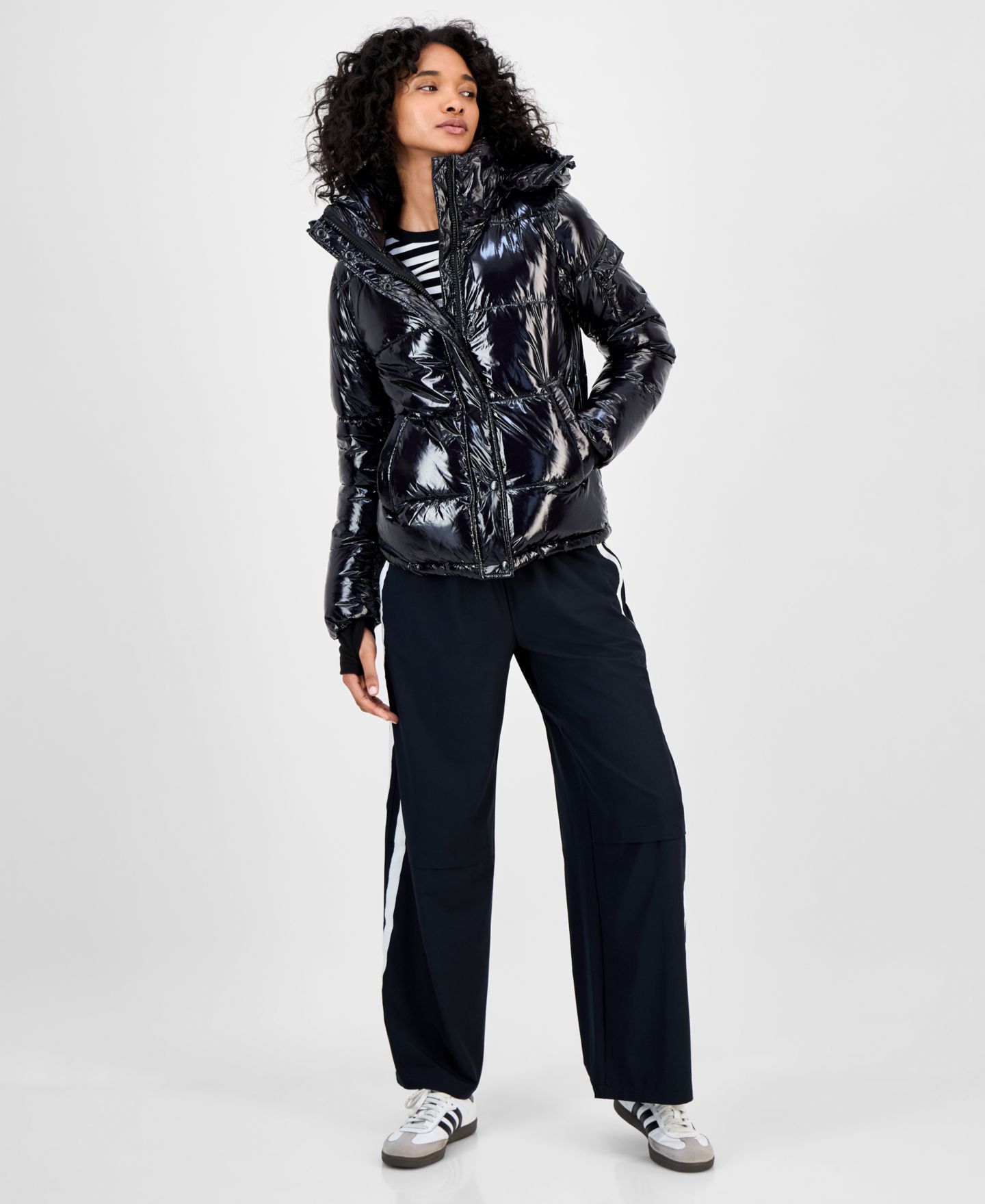 Женская куртка S13 Ella Hooded Thumbhole-Cuff Shine Puffer — фото 1