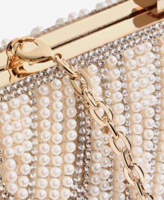 Randdi Wavy Imitation Pearl Clutch, Exclusively at Macy's