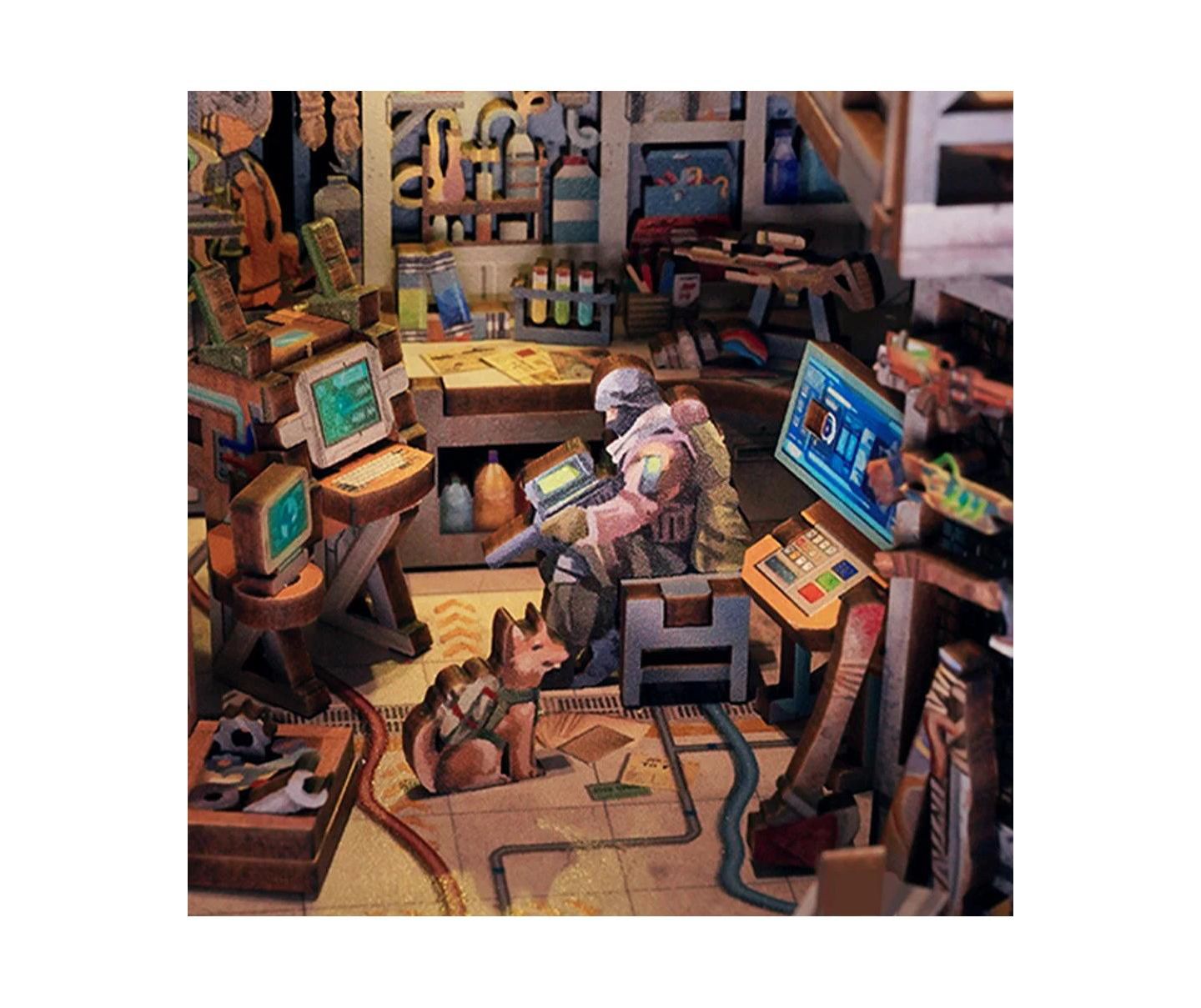 Детский конструктор Flash Popup Post-Apocalyptic Haven Zero 448-Piece 3D Wooden Book Nook Building Set, Ages 14+ — фото 3