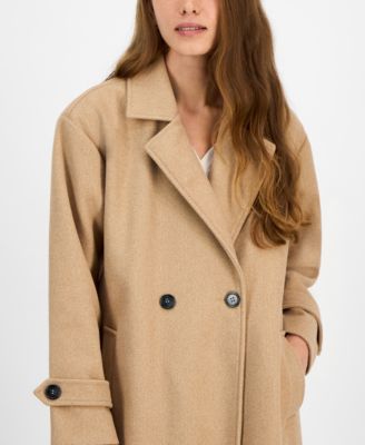Juniors' Double-Breasted Maxi Coat