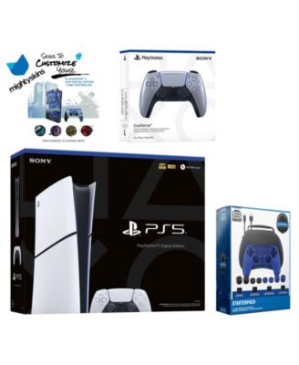 PlayStation 5 Slim Digital with Extra Cosmic Red Controller, Pro Gamer Starter Kit and MightySkins Decal Voucher