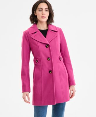 Anne Klein - Women's Single-Breasted Notched-Collar Peacoat