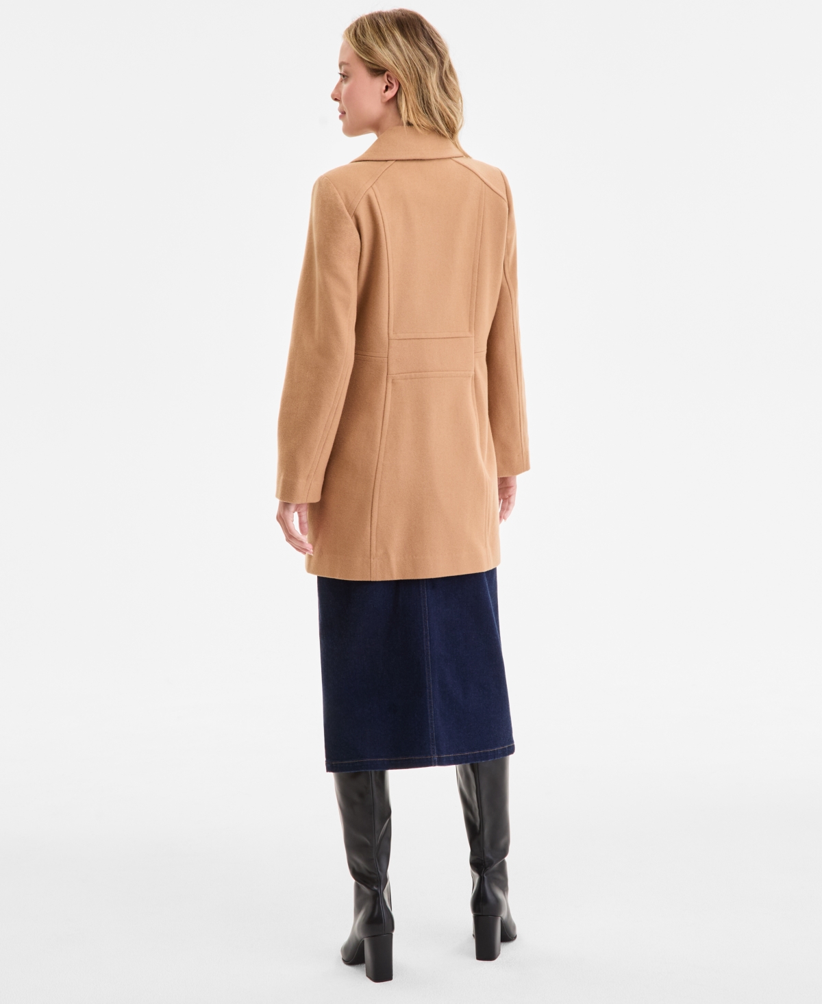 Anne Klein Women's Double-breasted Peacoat, Exclusively At Macy's In Brown