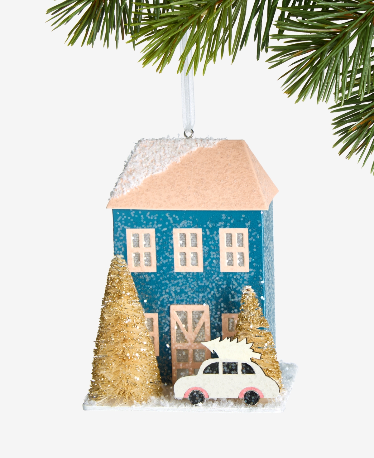 Holiday Lane Led Paper Blue House Ornament, Macy's Exclusive In Transparent
