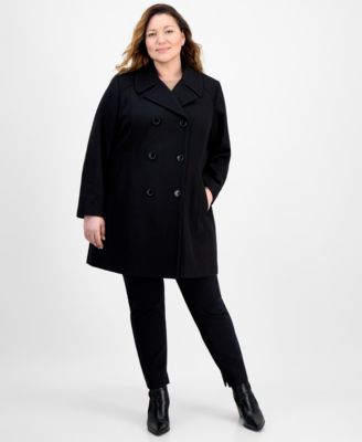 Plus Size Double-Breasted Peacoat