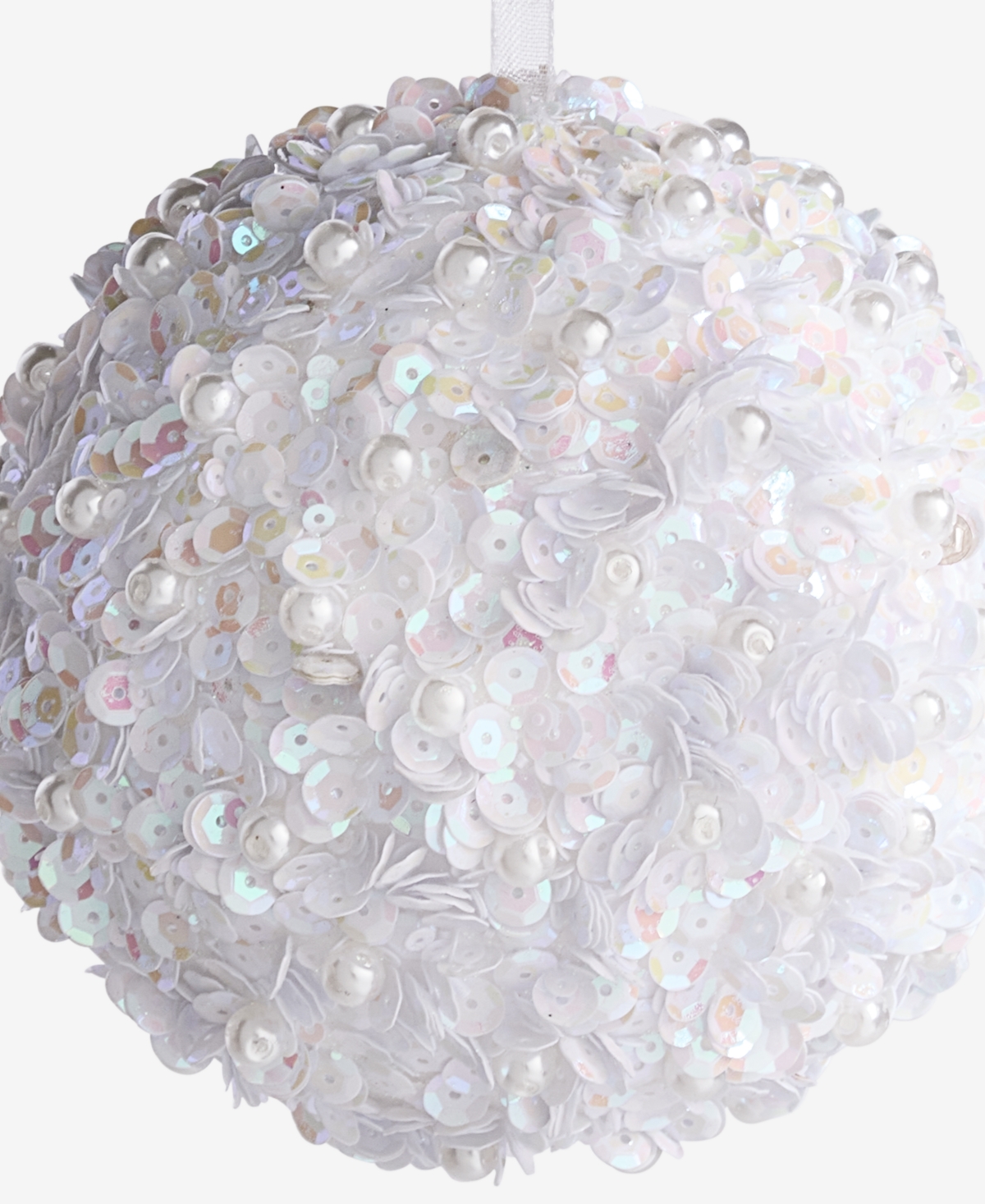 Holiday Lane Pastel Shine White Ball Ornament, Macy's Exclusive In Transparent