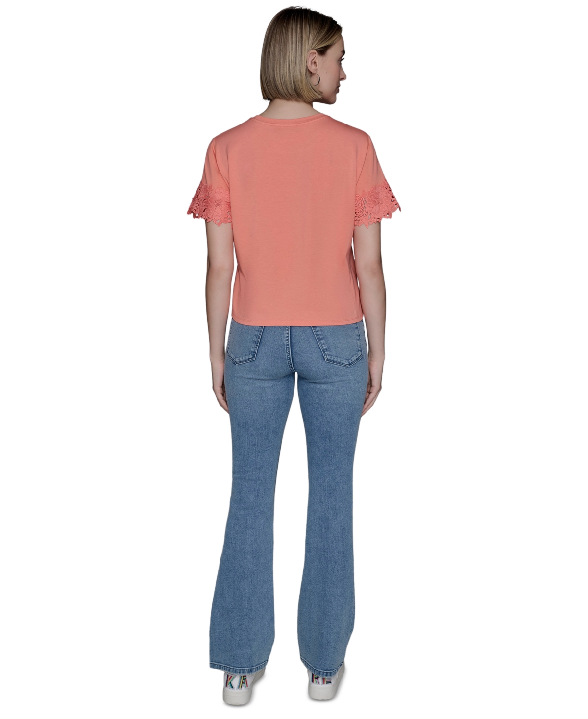 Karl Lagerfeld Women's Lace-trim Knit Top
