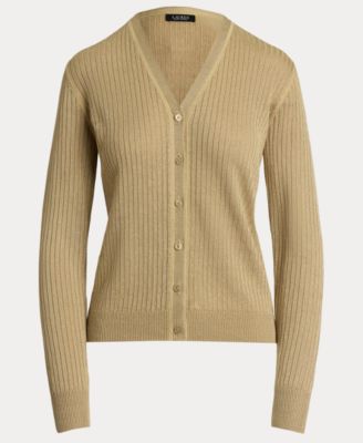 売れ筋商品|||ラルフローレン ニット&セーター レディース アウター Rib Knit Linen Blend V Neck Cardigan - Cardigan - mascarpone cream Lauren Ralph Lauren Women's Rib-Knit Linen-Blend V-Neck