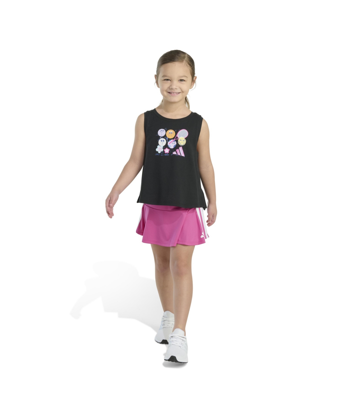 Adidas Originals Toddler And Little Girls 2-piece Waist Tank And 3-stripe Skort Set In Black