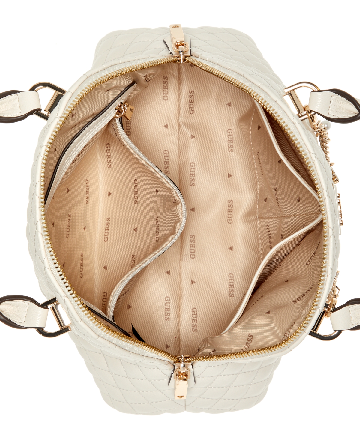 GUESS EVERLEE QUILTED DOME SATCHEL BAG 