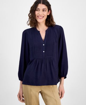 Nautica Jeans - Women's 3/4-Sleeve Pintuck Blouse