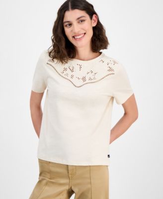 Nautica Jeans - Women's Embroidered Cutout Top