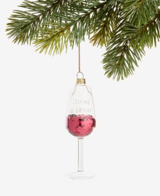 Burgundy Sequin Wine Glass Ornament, Macy's Exclusive