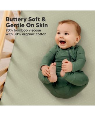 2pk Aereo Fitted Crib Sheets for Boys, Girls, 52x28 Standard Baby Crib Mattress Sheets, Bamboo Viscose Cotton