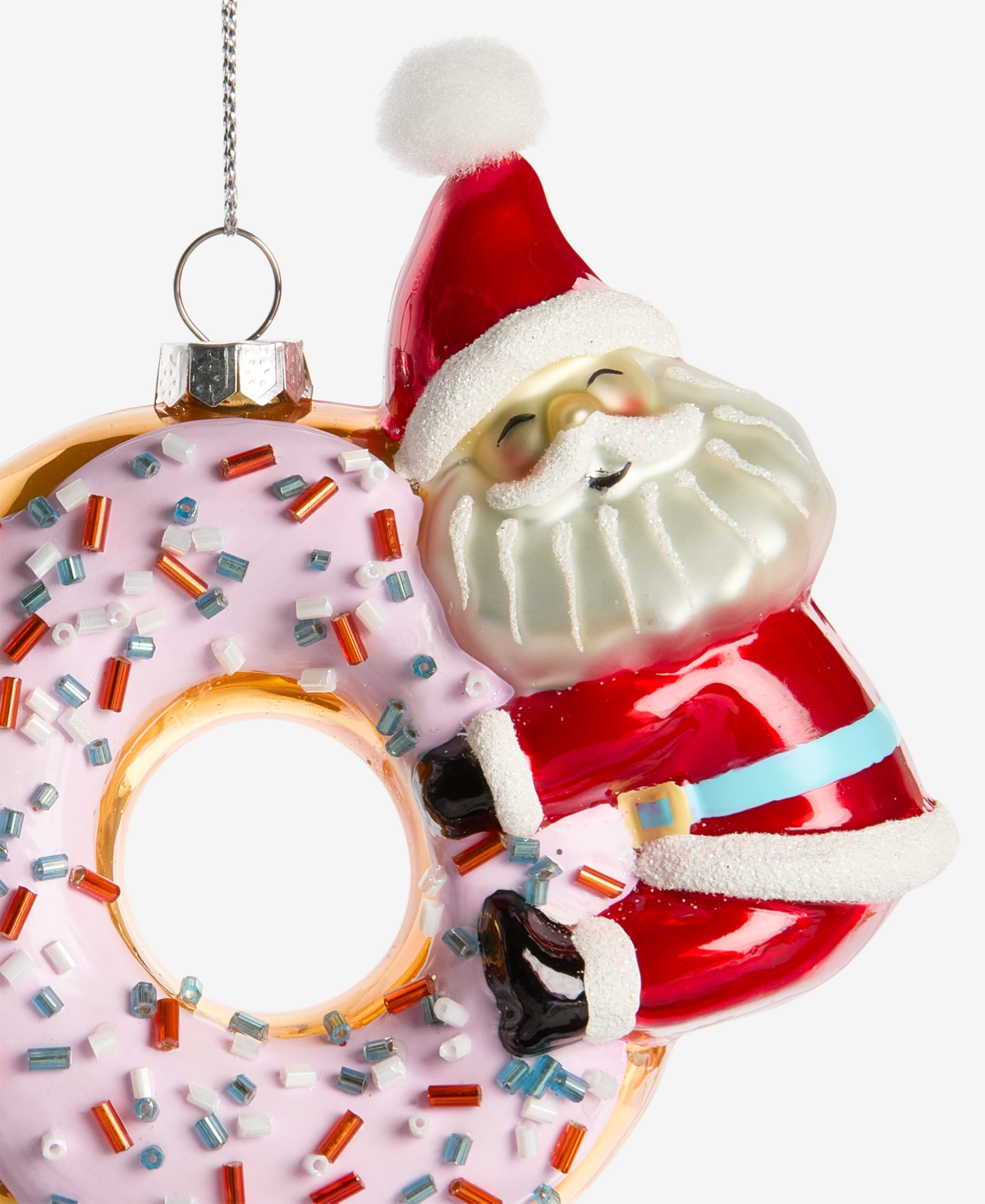 Holiday Lane Sugar Plum Glass Santa Donut Ornament, Macy's Exclusive In Multi