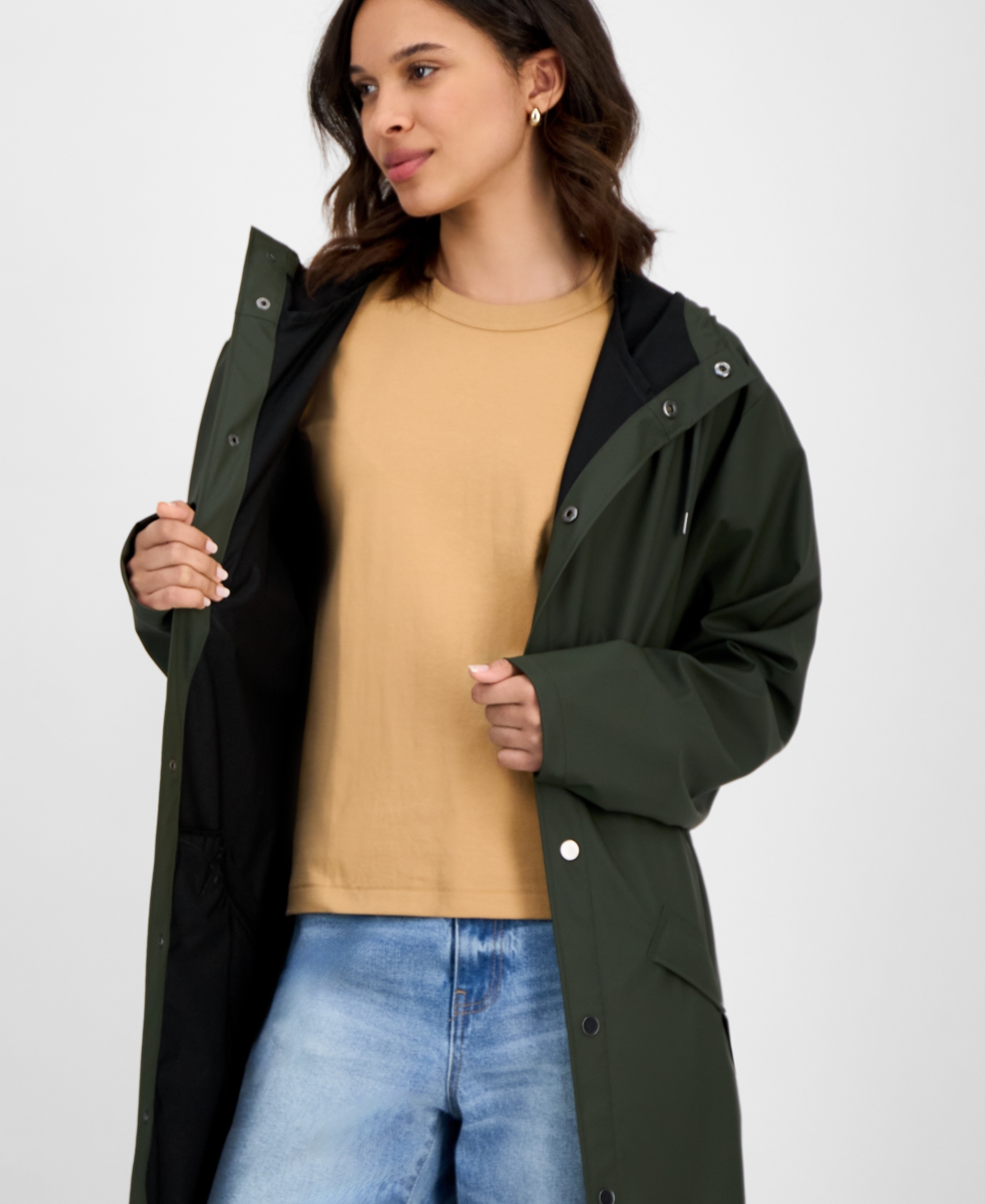 Rains Women's Snap-front Waterproof Maxi Raincoat In Green