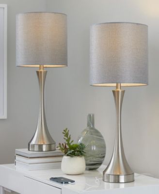25" Metal Lenuxe Contemporary Table Lamp, Set of 2