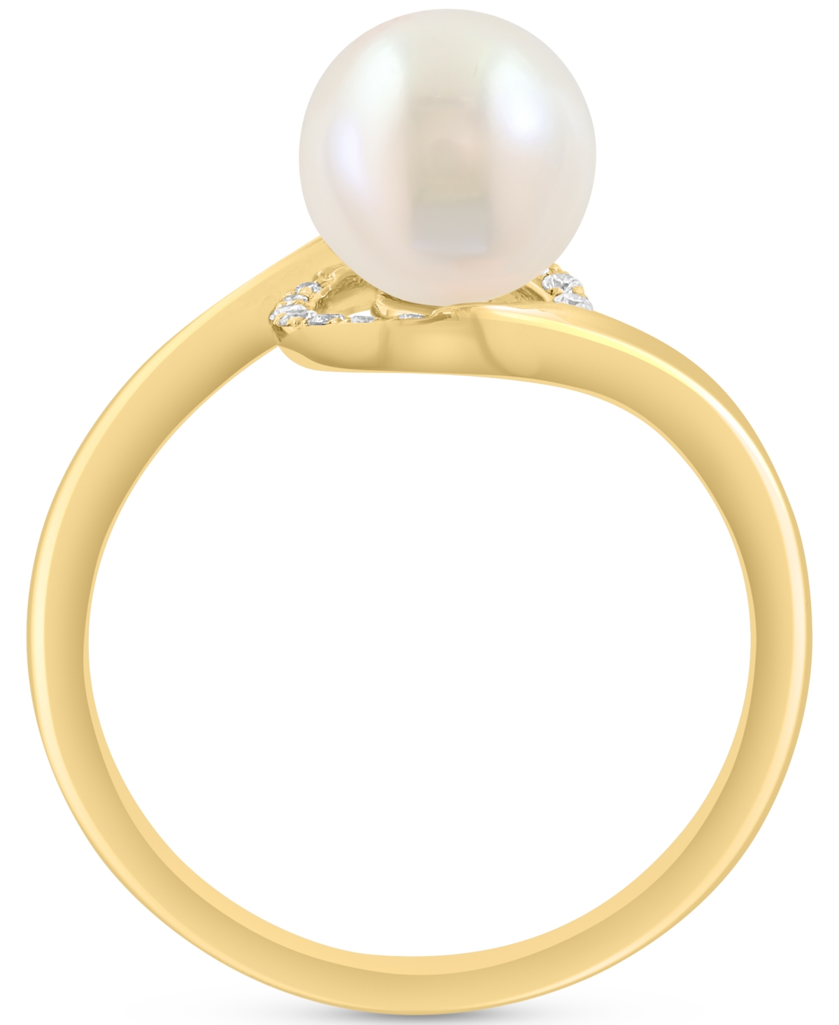 Effy Collection Effy Cultured Freshwater Pearl (7-1/2mm) & Diamond (1/20 Ct. T.w.) Swirl Ring In 14k Yellow Gold In Gold