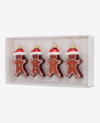 Holiday Lane - Heritage Set of 4 Glass Gingerbread Boy Ornaments
