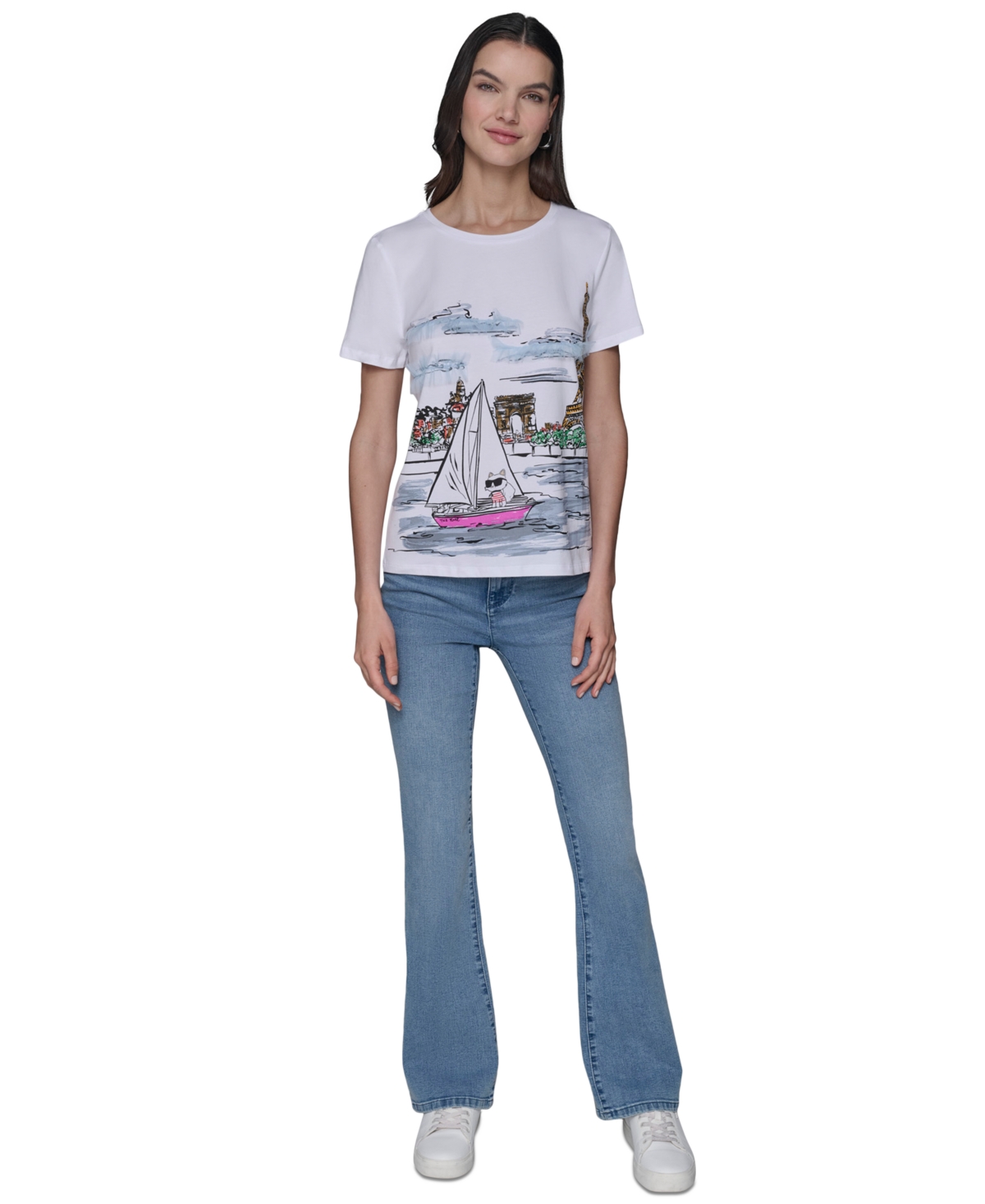 Karl Lagerfeld Petite Sailing Choupette Crewneck Tee