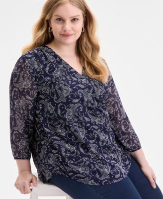 Plus Size Kelly Paisley-Print Top